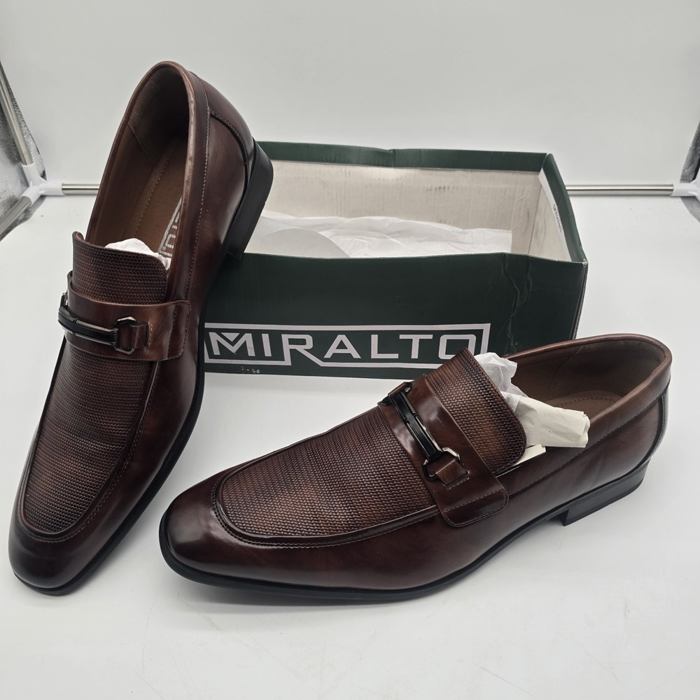 Men's Miralto Dress Shoes SIZE 15 Brown LEATHER NEW with Box Style #055375